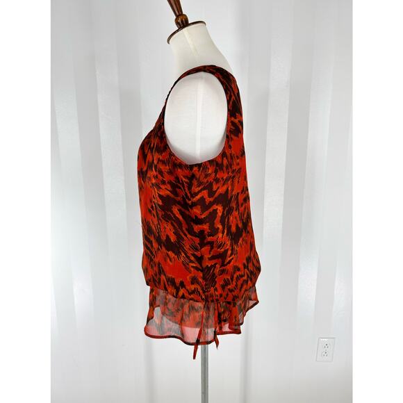 APT 9 Women’s Burnt Orange Pattern Sleeveless Sheer Top Sz M - Picture 3 of 12